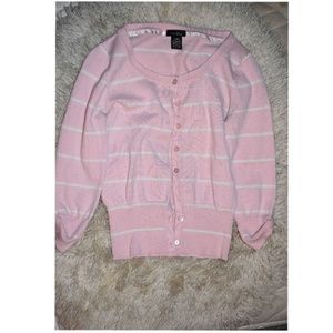 Pink Striped Cardigan